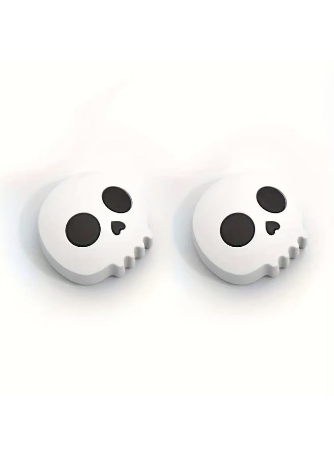 For Nintendo Switch Ghost Spider Rocker Cap Handle Silicone Anti-slip Gaming Rocker Protection Halloween-Product Color:Ps Big Skull White 1 Piece  - Image 1