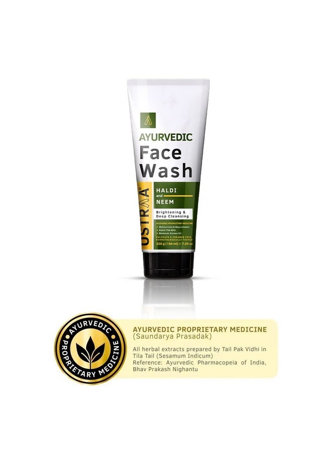 Ustraa - Ayurvedic Face Wash Neem & Haldi 200G Helps Heal Skin Skin Brightening & Deep Cleansing & Detan Face Cream For Men 50G Even Skin Tone Effective Tan Removal Without Bleach - Image 1