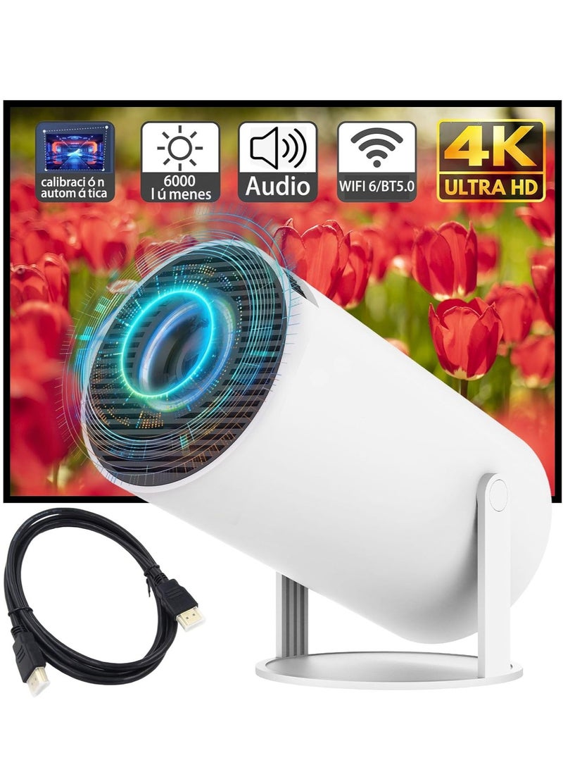 ماركة غير محددة - جهاز عرض صغير محمول بدقة 4K - مزود بشبكة WiFi 6 Mini Projector BT 5.0 من 200ANSI يوفر كابل HDMI، جهاز عرض للسينما المنزلية، متوافق مع الهاتف/Android/الأجهزة اللوحية/الكمبيوتر الشخصي/TV Stick/Box/USB - Image 1