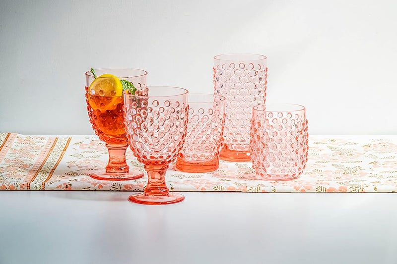 TarHong Hobnail Premium Plastic Drinkware BeverageGoblet Pink - Image 3
