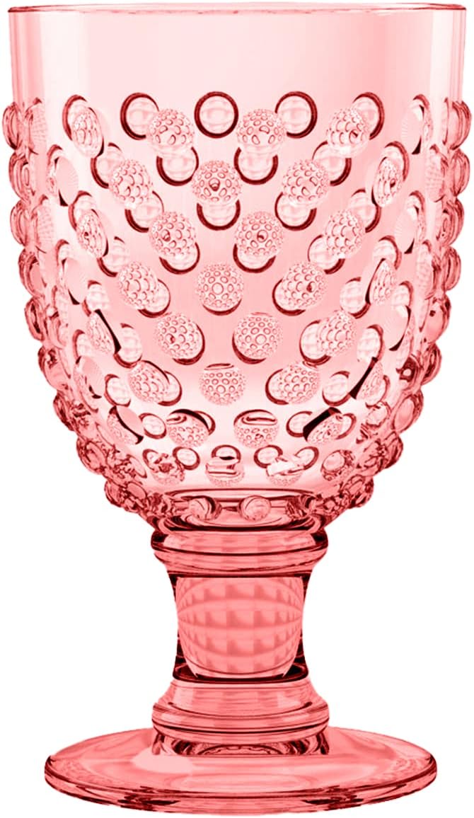 TarHong Hobnail Premium Plastic Drinkware BeverageGoblet Pink - Image 1