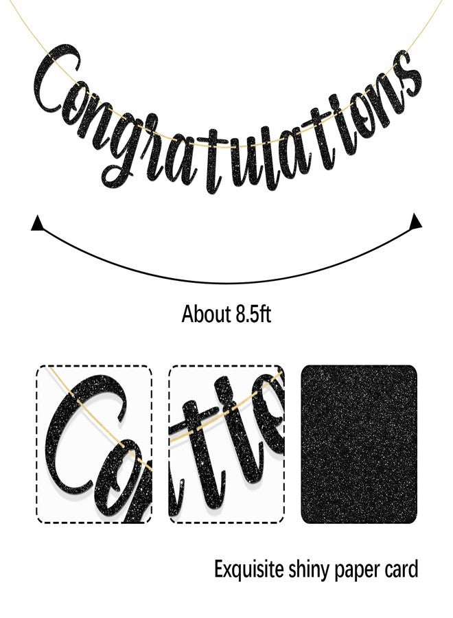MonMon & Craft Congratulations Banner/Congrats Grad Party Decor/Graduation Activities/Wedding/Birthday/Retirement Party Decorations Black Glitter - Image 2