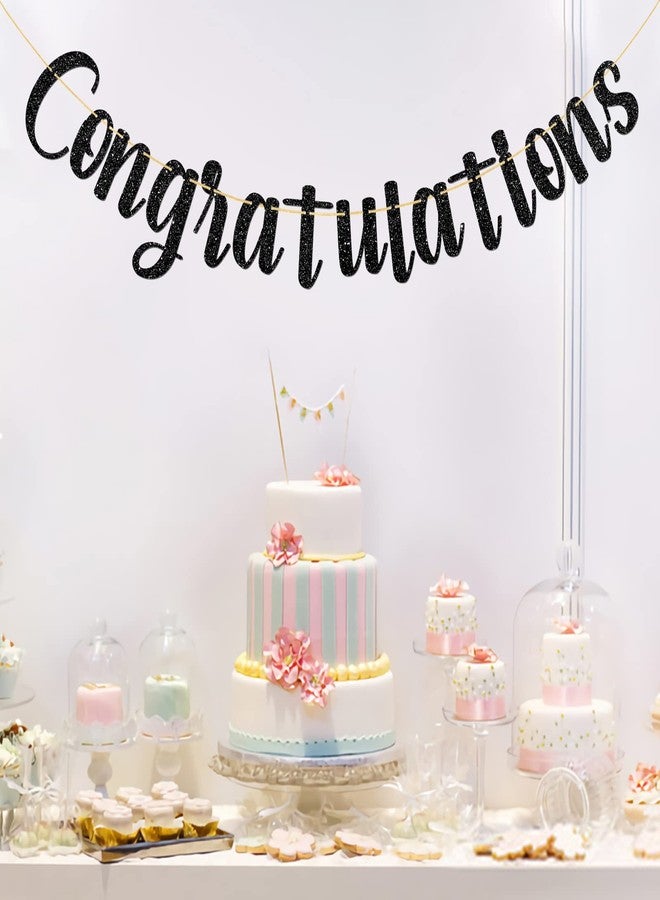 MonMon & Craft Congratulations Banner/Congrats Grad Party Decor/Graduation Activities/Wedding/Birthday/Retirement Party Decorations Black Glitter - Image 3