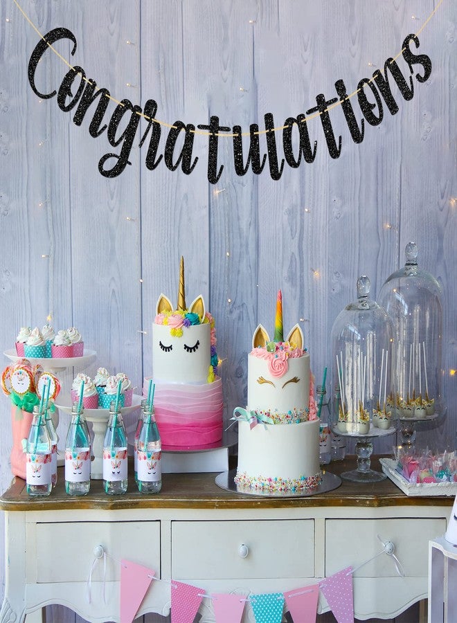 MonMon & Craft Congratulations Banner/Congrats Grad Party Decor/Graduation Activities/Wedding/Birthday/Retirement Party Decorations Black Glitter - Image 5