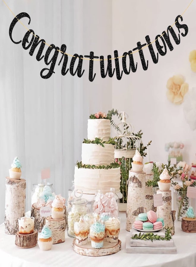 MonMon & Craft Congratulations Banner/Congrats Grad Party Decor/Graduation Activities/Wedding/Birthday/Retirement Party Decorations Black Glitter - Image 4