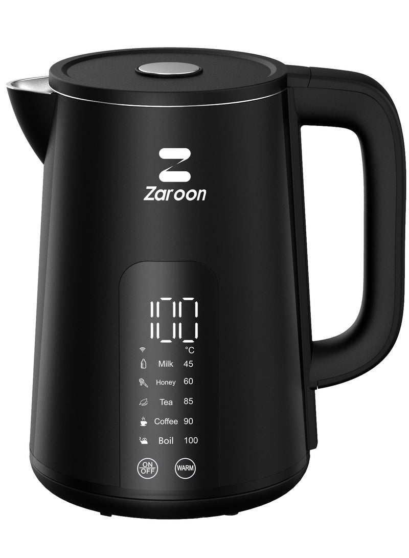 Zaroon Electric Kettle 2000W Fast Water Boiler, 1.7L Glass Kettle With 5 Temperature Control For LED Touch Screen, Convenient Tuya Application Control, Auto Shut Off - Image 2