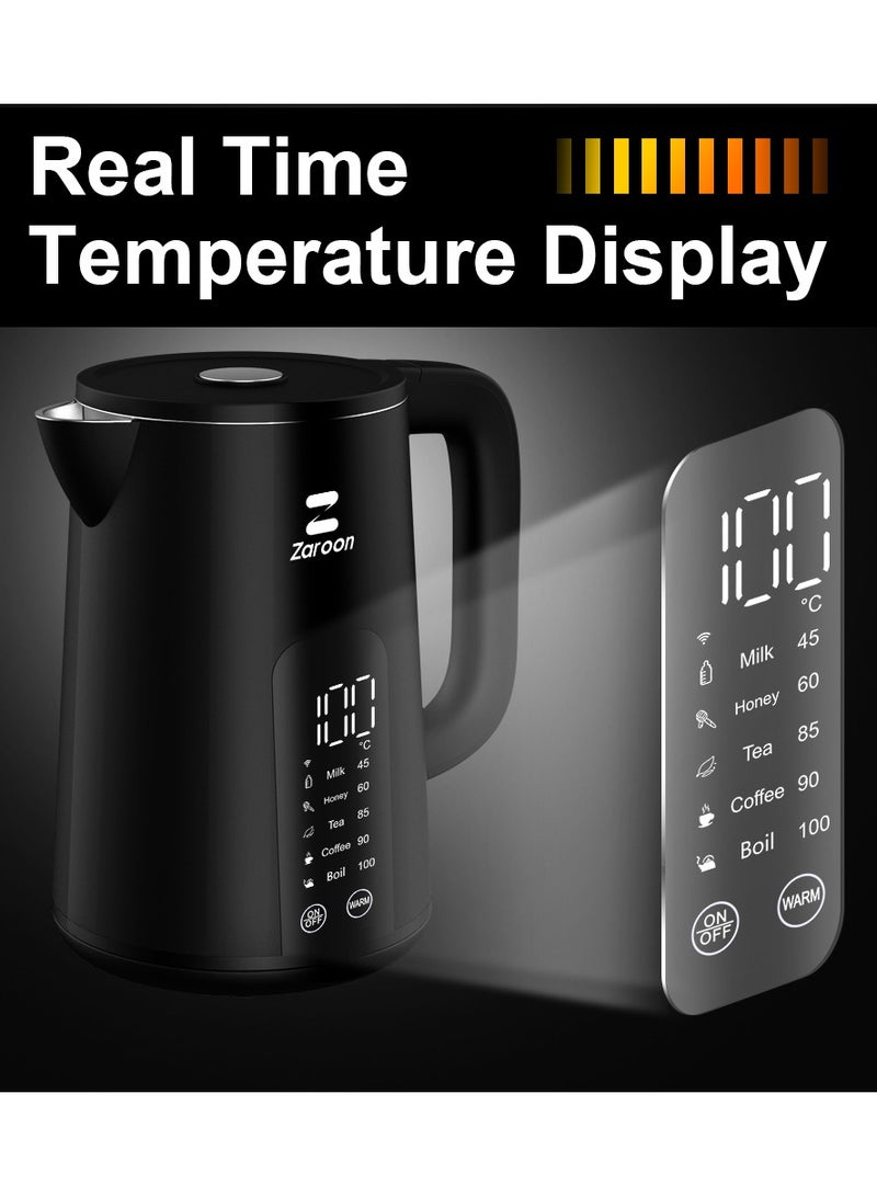 Zaroon Electric Kettle 2000W Fast Water Boiler, 1.7L Glass Kettle With 5 Temperature Control For LED Touch Screen, Convenient Tuya Application Control, Auto Shut Off - Image 3