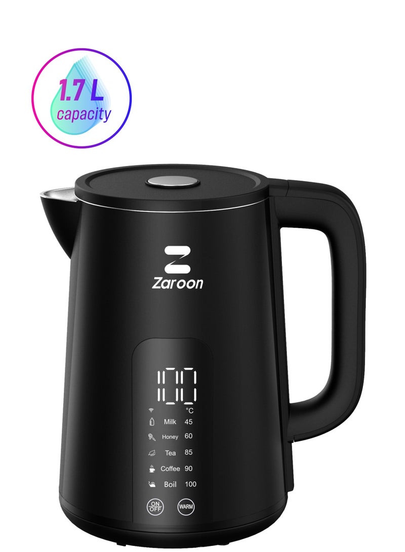 Zaroon Electric Kettle 2000W Fast Water Boiler, 1.7L Glass Kettle With 5 Temperature Control For LED Touch Screen, Convenient Tuya Application Control, Auto Shut Off - Image 1