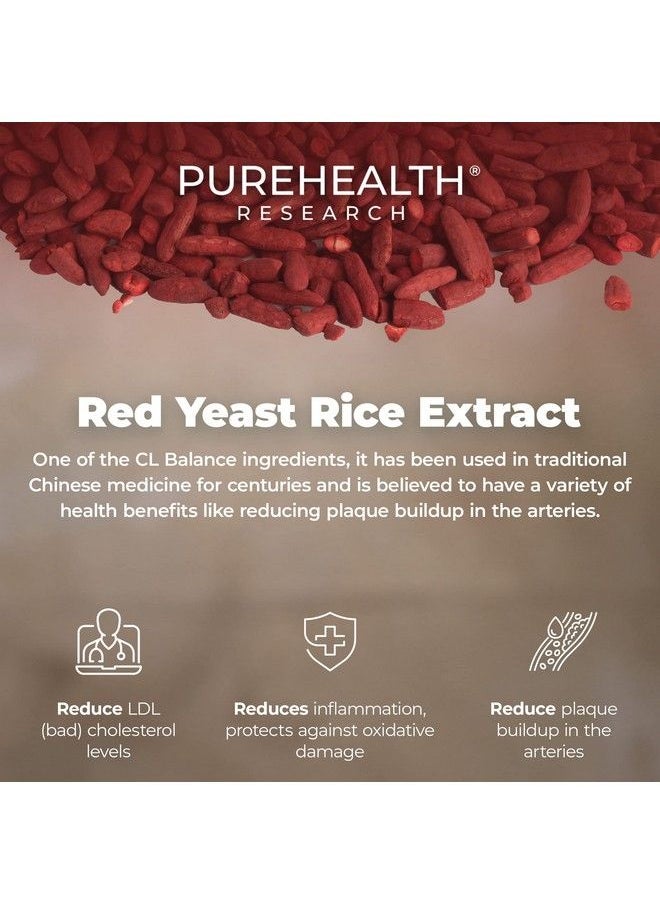 PureHealth Research - Cl Balance Cholesterol Supplement Citrus Bergamot Supplement For High Cholesterol Berberine Red Yeast Rice And Bergamot Polyphenols Allnatural Heart Health Formula 1 Bottle - Image 1