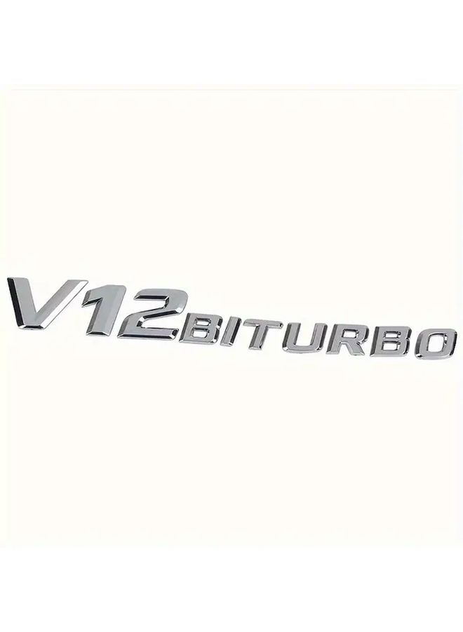 ABS Plastic V12 Biturbo Silvery Side Decal Sticker For Automobile Car - Image 4