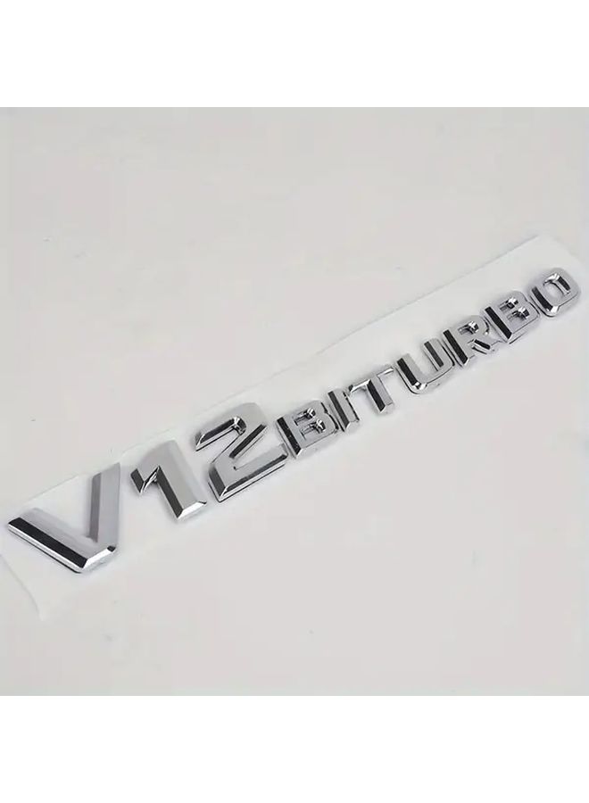 ABS Plastic V12 Biturbo Silvery Side Decal Sticker For Automobile Car - Image 1