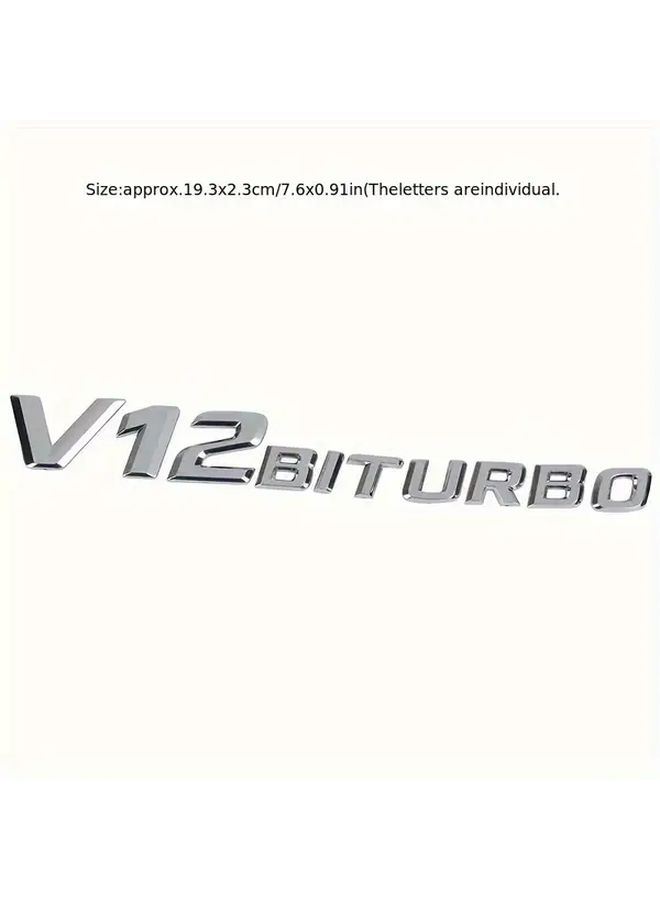 ABS Plastic V12 Biturbo Silvery Side Decal Sticker For Automobile Car - Image 3