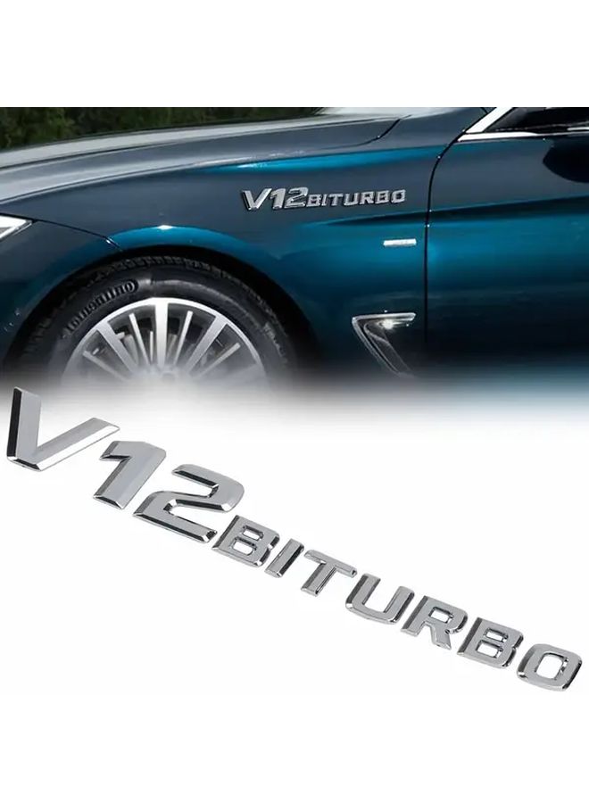 ABS Plastic V12 Biturbo Silvery Side Decal Sticker For Automobile Car - Image 2