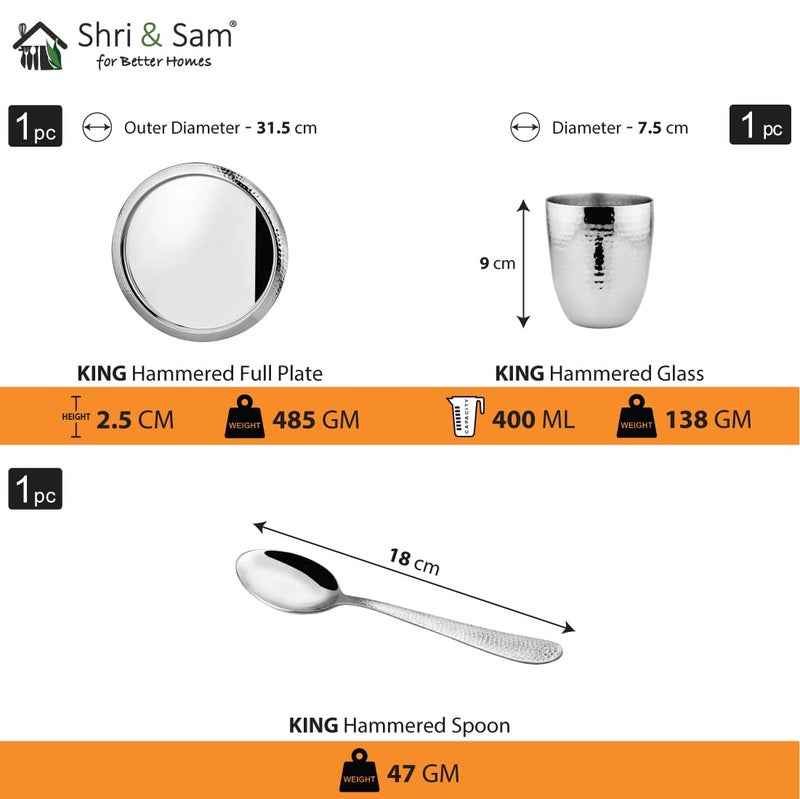 Shri & Sam Shri & Sam Hammered Thali Set - King (Silver)  - Image 2