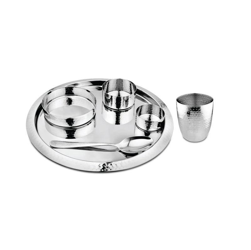 Shri & Sam Shri & Sam Hammered Thali Set - King (Silver)  - Image 1