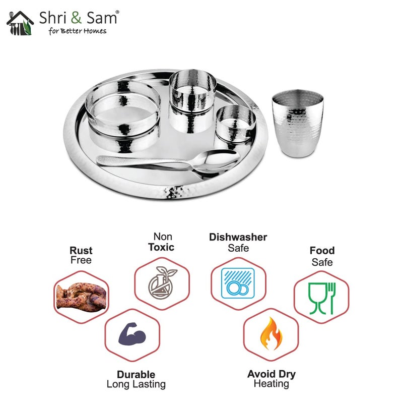 Shri & Sam Shri & Sam Hammered Thali Set - King (Silver)  - Image 4