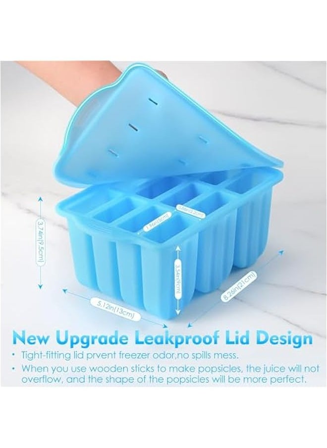 TRASSLE - Popsicle Molds Silicone BPA-free,12 Pieces Popsicle Trays for Freezer,Homemade Ice Cream Popsicle Molds,Large Ice Pop Maker Set,Reusable Ice Lolly Mould with 50PCS Popsicle Sticks - Image 1