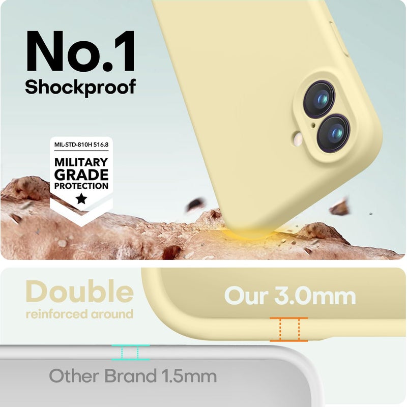 LOVE 3000 Designed for iPhone 16 Case, Premium Silicone with [Soft Anti-Scratch Microfiber Lining] Shockproof Protective Phone Case for Men Women Girls 6.1", Creamy Yellow - Image 4