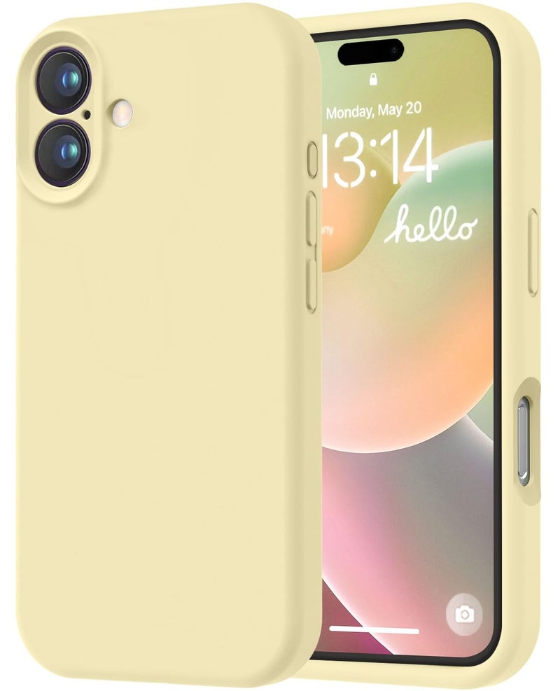 LOVE 3000 Designed for iPhone 16 Case, Premium Silicone with [Soft Anti-Scratch Microfiber Lining] Shockproof Protective Phone Case for Men Women Girls 6.1", Creamy Yellow - Image 1