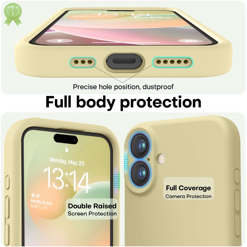 LOVE 3000 Designed for iPhone 16 Case, Premium Silicone with [Soft Anti-Scratch Microfiber Lining] Shockproof Protective Phone Case for Men Women Girls 6.1", Creamy Yellow - Image 3