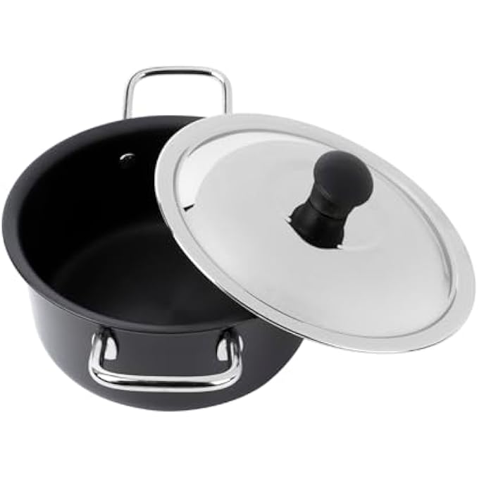 Kitchenmark Hard Anodized Stockpot Aluminum Cooking Pot With Lid 20Cm  Black - Image 2