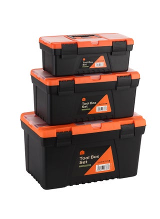 Plastic Tool Box Set-13,15,17inch- Portable Durable ABS Plastic Deep Hardware Storage Toolbox Organizer with Display Tray-for Electricians Carpenter Gardener Mechanic Plumbers and Construction - pzsku/Z88094C93B2C3763FE573Z/45/_/1736840049/1ffe76ae-9dc1-4e04-8888-3b0029185b8b
