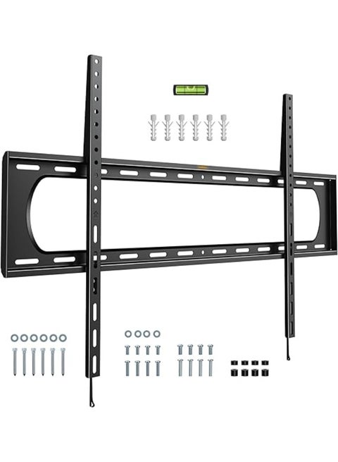 Ultra-Slim Wall TV Mount – Fixed Bracket for 60 to 100 Inch Screens – Built-in Spirit Level – Supports up to 100 kg