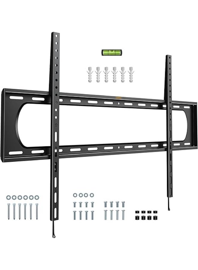 Ultra-Slim Wall TV Mount – Fixed Bracket for 60 to 100 Inch Screens – Built-in Spirit Level – Supports up to 100 kg - Image 1