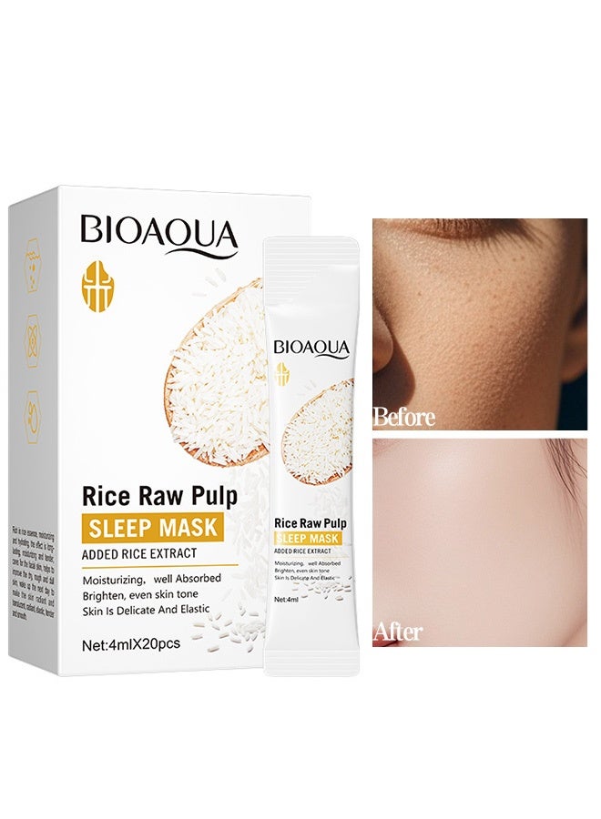 BIOAOUA 20pcs Rice Raw Pulp Sleeping Masks Brightening Firming Moisturizing Face Mask skincare Sleep Facial Masks - Image 1