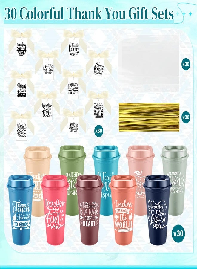 LemonRoad 30 Set Teacher Appreciation Gifts Bulk Graduation Gifts for Women 16 oz Teacher Appreciation Cup with Lid Card and Bag Thank You Gift for End of The Year(Cute,Bright Colors) - Image 4