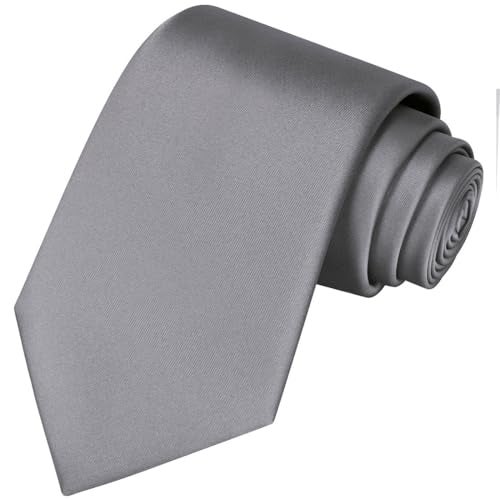 Young Arrow Men's Satin Neck Tie | Formal Solid Necktie for Wedding, Business, Office, Party & Tuxedo | Classic Fit, Soft & Shiny Finish | Stylish Men's Neckwear Accessory (Dark Grey) - Image 2
