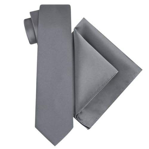 Young Arrow Men's Satin Neck Tie | Formal Solid Necktie for Wedding, Business, Office, Party & Tuxedo | Classic Fit, Soft & Shiny Finish | Stylish Men's Neckwear Accessory (Dark Grey) - Image 1