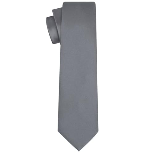 Young Arrow Men's Satin Neck Tie | Formal Solid Necktie for Wedding, Business, Office, Party & Tuxedo | Classic Fit, Soft & Shiny Finish | Stylish Men's Neckwear Accessory (Dark Grey) - Image 3