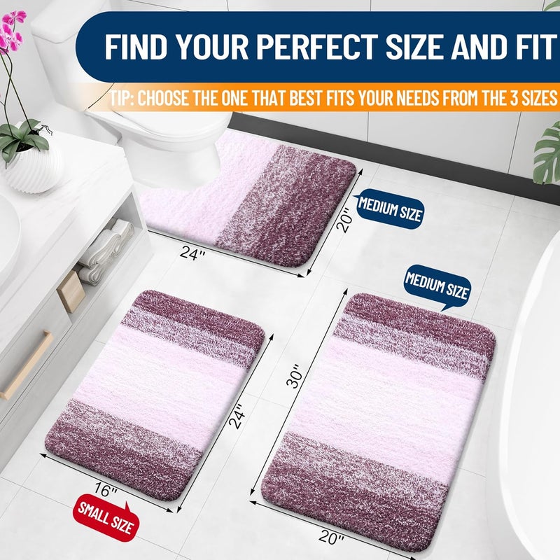 OLANLY Bathroom Rugs Mat 30x20, Extra Soft Absorbent Microfiber Bath Rugs, Rubber Backing, Quick Dry, Machine Washable Bath Mats for Bathroom Floor, Tub and Shower, Home Decor Accessories, Mauve - Image 2