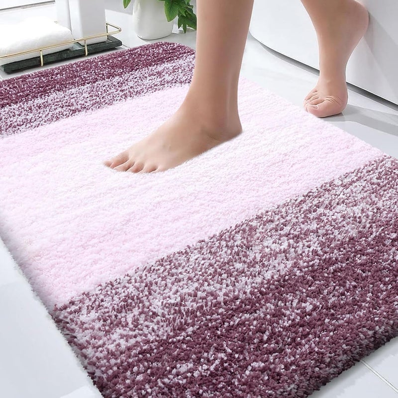 OLANLY Bathroom Rugs Mat 30x20, Extra Soft Absorbent Microfiber Bath Rugs, Rubber Backing, Quick Dry, Machine Washable Bath Mats for Bathroom Floor, Tub and Shower, Home Decor Accessories, Mauve - Image 1