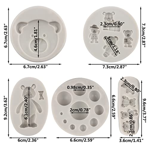 Sijiangmold 3D Pearl Fondant Mold Bear Silicone Fondant Mold Ball Pearl Semi Sphere Chocolate Molds For Cake Decorating Cupcake Topper Polymer Clay Gum Paste Set Of 5 - Image 2