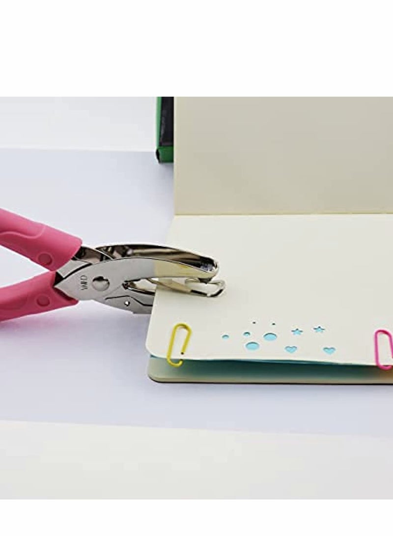 Pink Handheld Circle Paper Punch - 1/8 Inch Hole Puncher with Comfort Grip by - Image 3
