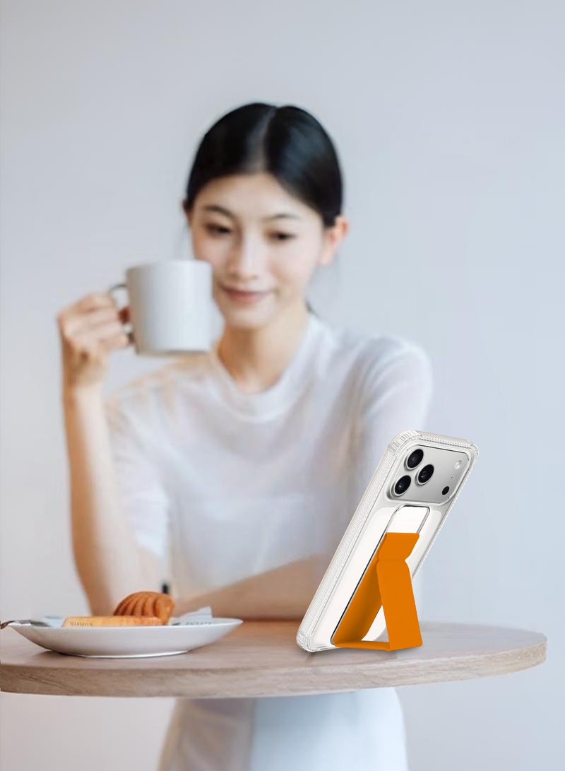 CATANES Finger Grip Clear Case Cover for iPhone 17 Pro Max - Kickstand Car Magnetic Holder Multi-function Protective Two-in-one Case - Cosmic Orange - Image 4