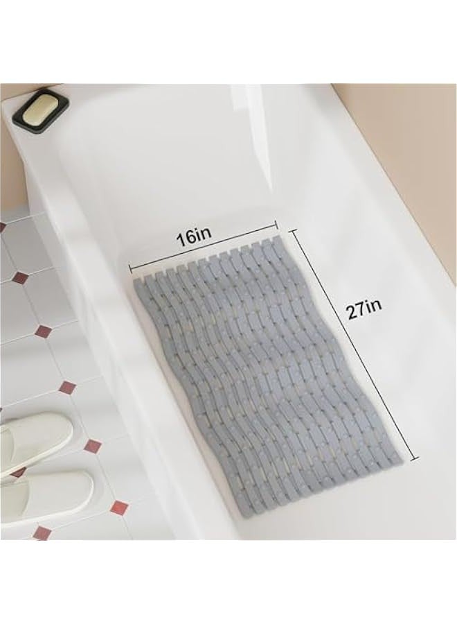 TRASSLE Shower Mat Non Slip Bathtub Mat with Suction Cups and Drain Holes 27.5 x15.7 Inch Bath Mat for Tub & Shower,Machine Washable Tub Shower Mats for Bathroom  - Image 2