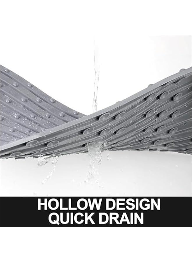 TRASSLE Shower Mat Non Slip Bathtub Mat with Suction Cups and Drain Holes 27.5 x15.7 Inch Bath Mat for Tub & Shower,Machine Washable Tub Shower Mats for Bathroom  - Image 5