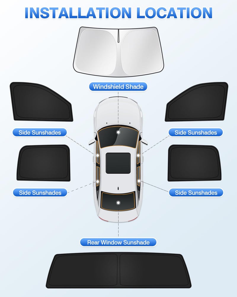 Canvcle Sunshades for Dodge Ram 2500 3500 2010-2025 2026 Accessories Windshield Sun Shade Side Rear Window Shade Cover Sun Visor Shield Privacy Protection Keep Vehicle Cool Black 6PCS - Image 5