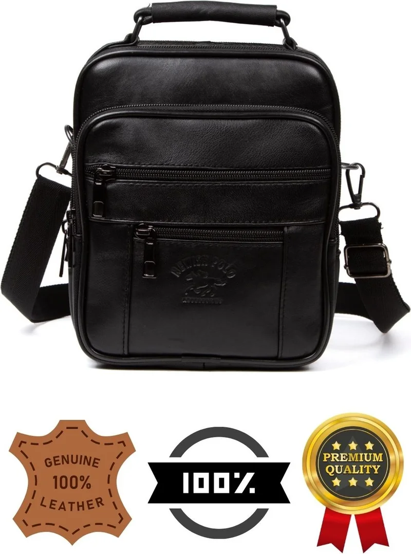 Adelina Bags Leather Black Steel Case Hand and Shoulder Bag Medium Size
