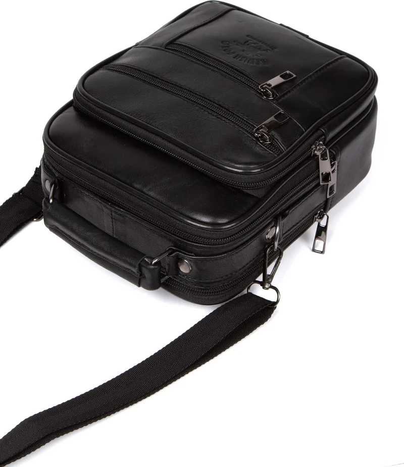 Adelina Bags Leather Black Steel Case Hand and Shoulder Bag Medium Size