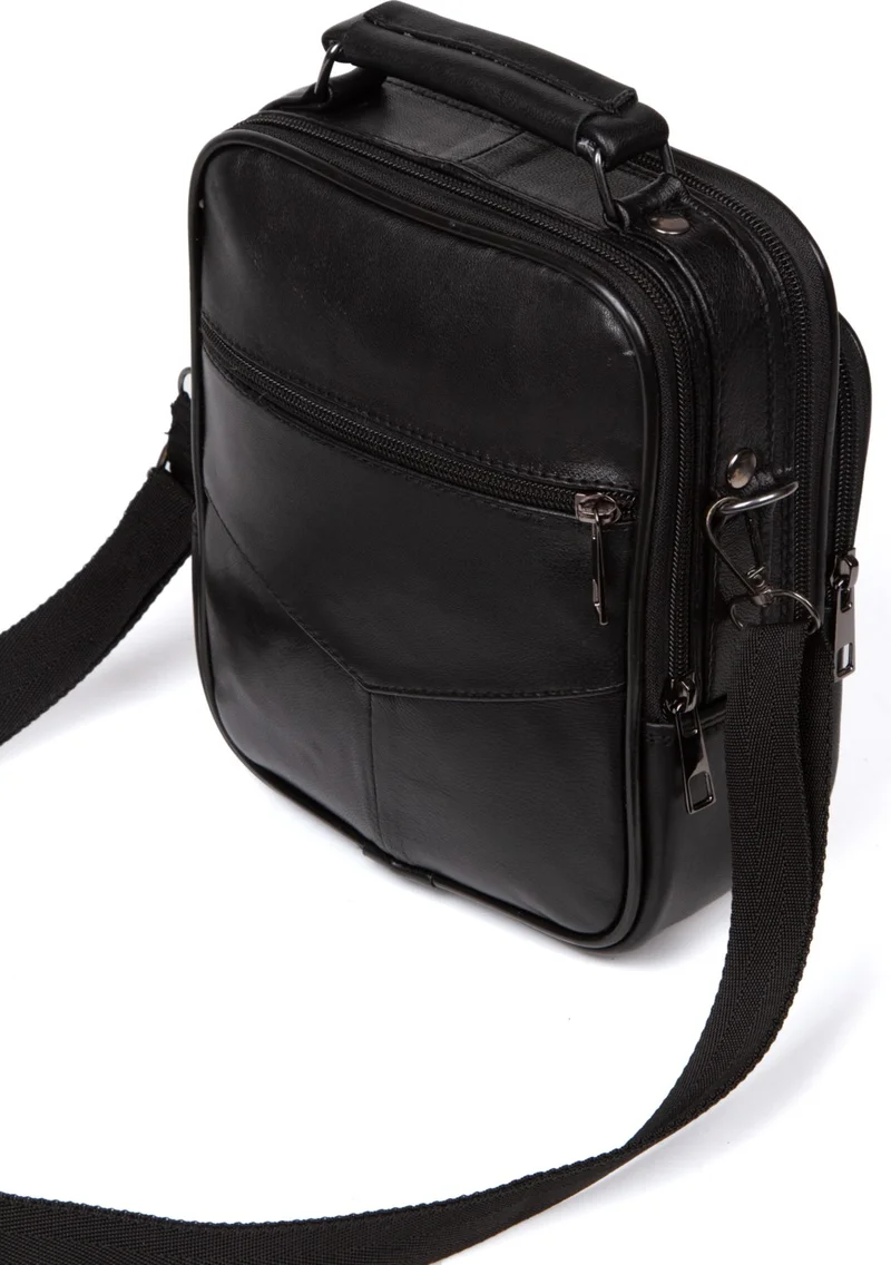 Adelina Bags Leather Black Steel Case Hand and Shoulder Bag Medium Size