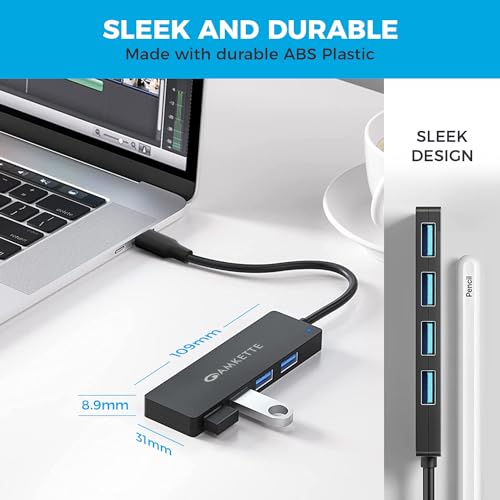 Amkette Type-C 4 Port True USB 3.0 Hub for Laptop, MacBook, chromebooks, Tablets & Smartphones (Black) - Image 4