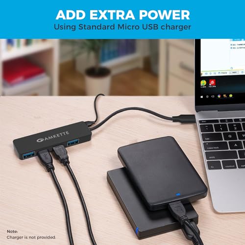Amkette Type-C 4 Port True USB 3.0 Hub for Laptop, MacBook, chromebooks, Tablets & Smartphones (Black) - Image 5