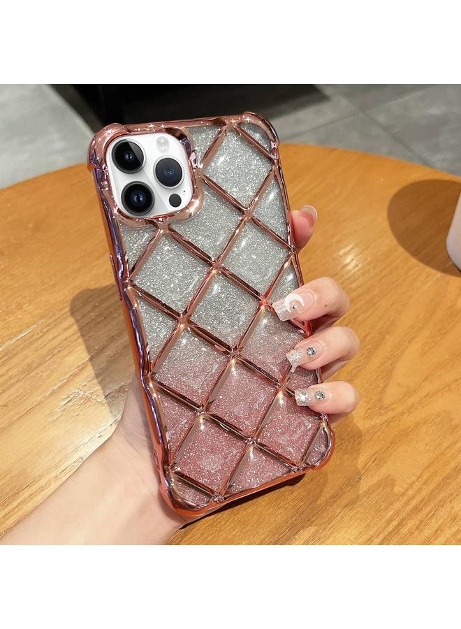 S-TOP Case For iPhone 13 Pro 3D Diamond Lattice Laser Engraving Glitter Paper Phone Case - Image 1