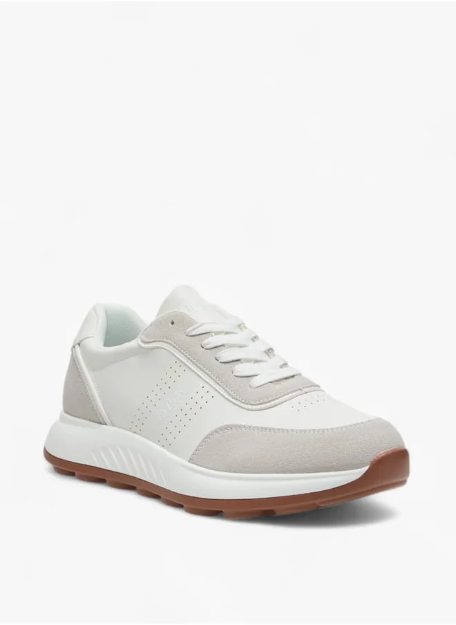 لي كوبر Men's Panelled Sneakers with Lace-Up Closure