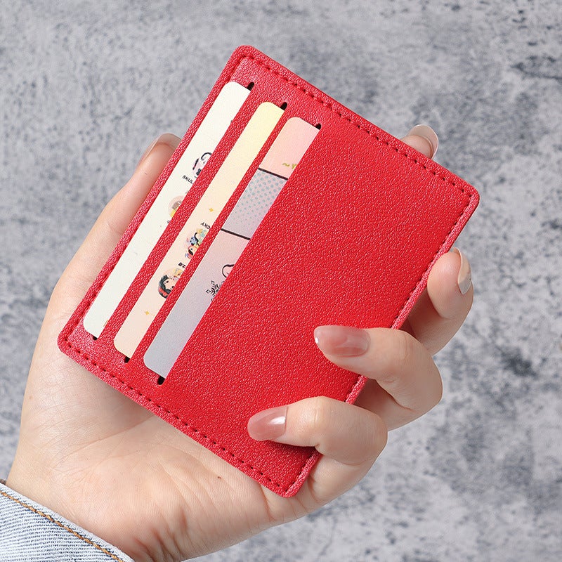 Slim Mini Card Holder Wallet for Men  Women Red 