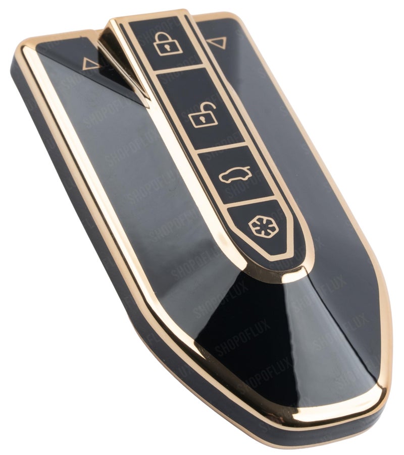 SHOPOFLUX TPU Key Cover Compatible with Mahindra BE 6, XEV 9 EV, XUV 7XO Smart Key (Black) - Image 1